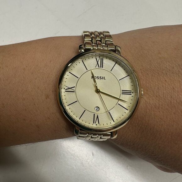 Fossil Accessories - Fossil Jacqueline Wrist Watch Women Gold Tone Date Round ES3434 741402 5.75"